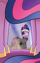 Size: 1981x3049 | Tagged: safe, artist:saturdaymorningproj, princess twilight 2.0, twilight sparkle, twilight sparkle (alicorn), unicorn twilight, alicorn, pony, unicorn, it's about time, the last problem, clothes, digital art, female, framed by legs, future twilight, latex, latex suit, mare, older, older twilight, self ponidox, solid sparkle, time paradox