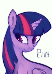 Size: 1364x1929 | Tagged: safe, artist:risterdus, twilight sparkle, twilight sparkle (alicorn), alicorn, pony, bust, female, mare, simple background, solo, white background