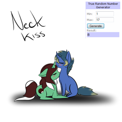 Size: 500x500 | Tagged: safe, artist:kaggy009, oc, oc only, oc:peppermint pattie (unicorn), pony, unicorn, ask peppermint pattie, female, kissing, mare, prone