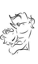 Size: 720x1208 | Tagged: safe, artist:gine_zatr, pony, black and white, grayscale, incest, kissing, monochrome, next generation, shipping