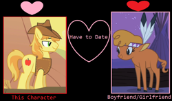 Size: 1024x602 | Tagged: safe, edit, edited screencap, screencap, braeburn, little strongheart, over a barrel, braeheart, female, male, meme, shipping, straight