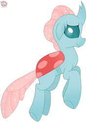 Size: 1419x1990 | Tagged: safe, artist:rainbow eevee, ocellus, changedling, changeling, cute, diaocelles, female, floppy ears, grin, shy, side view, simple background, smiling, solo, teal eyes, transparent background, underhoof, vector