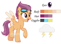 Size: 1708x1232 | Tagged: safe, artist:pink-soul27, oc, oc:cloudy thunder, pegasus, pony, female, mare, offspring, parent:rumble, parent:scootaloo, parents:rumbloo, reference sheet, simple background, solo, transparent background