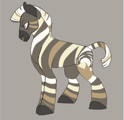 Size: 500x482 | Tagged: safe, artist:horsepowerred, oc, oc only, oc:desert sun, zebra, gray background, male, nose piercing, nose ring, piercing, request, short tail, simple background, solo, stallion, torn ear, zebra oc