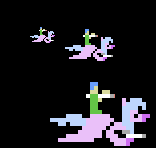 Size: 156x148 | Tagged: safe, artist:derek the metagamer, silverstream, hippogriff, human, aseprite, gun, joust, nes zapper, pixel art, riding, sprite, super scope, weapon