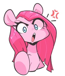 Size: 813x945 | Tagged: safe, artist:sourspot, pinkie pie, earth pony, pony, bust, cross-popping veins, cute, cuteamena, diapinkes, female, looking at you, mare, open mouth, pinkamena diane pie, simple background, solo, white background