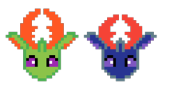 Size: 1200x600 | Tagged: safe, alternate version, artist:dreamvirusomega, pharynx, thorax, changedling, changeling, pony, changedling brothers, king thorax, pixel art, prince pharynx, simple background, sprite, transparent background