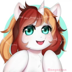 Size: 700x700 | Tagged: safe, artist:monyachan, oc, oc only, oc:scarlet serenade, pony, unicorn, cute, female, happy, mare, smiling, solo