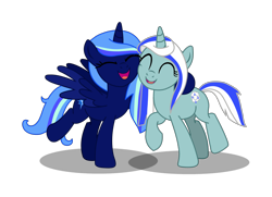 Size: 1280x929 | Tagged: safe, artist:tenderrain46, oc, oc only, oc:tender rain, oc:twinkle comet, alicorn, unicorn, base used, female, hug, mare, simple background, transparent background