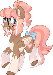 Size: 977x1369 | Tagged: safe, alternate version, artist:maximumbark, oc, oc:first crush, pegasus, pony, bow, female, glasses, hair bow, mare, simple background, solo, transparent background