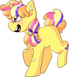 Size: 1024x1146 | Tagged: safe, artist:usagi-kinnie, oc, oc only, oc:starbright, pony, unicorn, bandaid, blank flank, female, freckles, heart, heart tongue, mare, open mouth, simple background, solo, starry eyes, tongue out, transparent background, wingding eyes