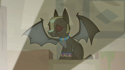 Size: 1920x1080 | Tagged: safe, screencap, gargoyle, pony, daring doubt, bat wings, guardiangoyle, male, petrification, sad, statue, wings