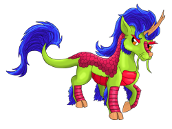 Size: 1915x1436 | Tagged: safe, artist:chili19, oc, oc only, oc:fredric, kirin, kirin oc, male, raised hoof, simple background, solo, transparent background