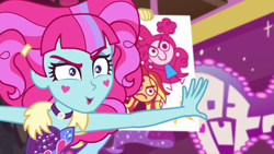 Size: 1920x1080 | Tagged: safe, screencap, kiwi lollipop, better together, equestria girls, sunset's backstage pass!, k-lo, supernova zap holding paper