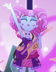 Size: 748x958 | Tagged: safe, kiwi lollipop, better together, equestria girls, sunset's backstage pass!, armpits, arms in the air, choker, eyes closed, guitar, k-lo, skirt, sleeveless