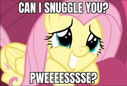 Size: 690x470 | Tagged: safe, edit, edited screencap, screencap, fluttershy, pegasus, pony, sweet and smoky, bronybait, caption, cute, daaaaaaaaaaaw, eye shimmer, faic, female, hnnng, image macro, mare, meme, prone, shyabetes, smiling, snuggles?, solo, text, weapons-grade cute