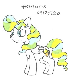 Size: 876x927 | Tagged: safe, artist:cmara, vapor trail, pegasus, pony, female, mare, simple background, solo, traditional art, white background