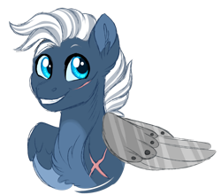 Size: 1024x903 | Tagged: safe, artist:azure-art-wave, oc, oc:silverwind, pony, amputee, artificial wings, augmented, bust, portrait, prosthetic limb, prosthetic wing, prosthetics, scar, simple background, solo, transparent background, wings