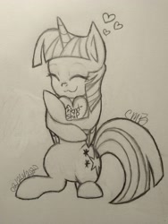 Size: 3072x4096 | Tagged: safe, artist:mystery-mistress, twilight sparkle, twilight sparkle (alicorn), alicorn, pony, heart, monochrome, solo, traditional art