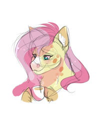 Size: 1200x1500 | Tagged: safe, artist:uunicornicc, fluttershy, pegasus, pony, bust, colored sketch, portrait, solo