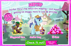 Size: 1037x680 | Tagged: safe, pony, advertisement, costs real money, deep clean, gameloft, janitor pony, official, sale