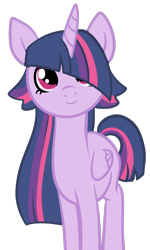 Size: 600x1000 | Tagged: safe, artist:lullabyprince, twilight sparkle, twilight sparkle (alicorn), alicorn, pony, female, hair over one eye, mare, simple background, smiling, solo, transparent background