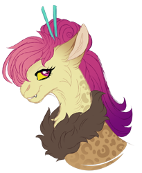 Size: 1024x1246 | Tagged: safe, artist:azure-art-wave, oc, oc:patchwork, draconequus, hybrid, bust, female, interspecies offspring, offspring, parent:discord, parent:fluttershy, parents:discoshy, portrait, simple background, solo, transparent background