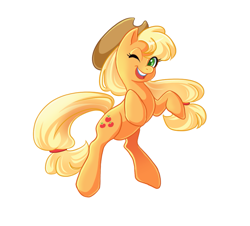 Size: 999x902 | Tagged: artist needed, source needed, safe, derpibooru import, applejack, earth pony, pony, applejack's hat, cowboy hat, female, hat, looking at you, mare, one eye closed, simple background, solo, transparent background, white outline, wink