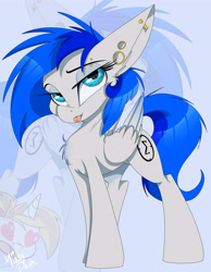 Size: 4308x5550 | Tagged: safe, artist:mistydash, oc, oc only, oc:misty dash, oc:sapphire sights, pegasus, pony, unicorn, ear piercing, eyebrow piercing, female, heart eyes, mare, piercing, solo focus, tongue piercing, wingding eyes, zoom layer