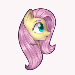 Size: 1058x1058 | Tagged: safe, artist:filypaws, fluttershy, pegasus, pony, bust, cute, female, mare, portrait, profile, redraw, shyabetes, simple background, solo, white background