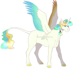 Size: 1047x993 | Tagged: safe, artist:bijutsuyoukai, oc, oc:quetzal, alicorn, pony, magical lesbian spawn, male, offspring, parent:princess celestia, parent:songbird serenade, simple background, solo, stallion, transparent background