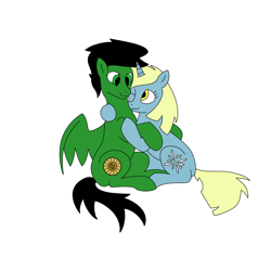 Size: 5000x5000 | Tagged: safe, artist:bad_karma, oc, oc only, oc:frost spark, oc:karma, cute, female, hug, male, mare, simple background, stallion, white background