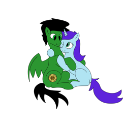 Size: 5000x5000 | Tagged: safe, artist:bad_karma, oc, oc only, oc:karma, oc:starline moongazer, cute, female, hug, male, mare, simple background, stallion, white background