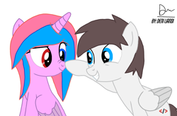 Size: 2180x1427 | Tagged: safe, artist:deni-liandi, oc, alicorn, pegasus, base used, boop, heterochromia