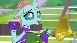 Size: 1920x1080 | Tagged: safe, screencap, ocellus, changedling, changeling, 2 4 6 greaaat, book, cheerleader ocellus, cheerleader outfit, clothes, gramophone, solo