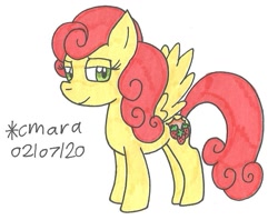 Size: 931x739 | Tagged: safe, artist:cmara, strawberry sunrise, pegasus, pony, female, mare, simple background, smug, solo, strawberry savage, traditional art, white background