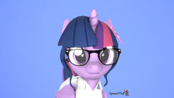 Size: 1920x1080 | Tagged: safe, artist:spinostud, sci-twi, twilight sparkle, alicorn, pony, 3d, female, glasses, looking at you, scitwilicorn, source filmmaker