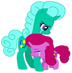 Size: 1000x1019 | Tagged: safe, alternate version, artist:徐詩珮, glitter drops, oc, oc:ehenk berrytwist, pony, unicorn, background removed, base used, crying, female, filly, magical lesbian spawn, mare, mother and child, mother and daughter, next generation, offspring, parent and child, parent:glitter drops, parent:tempest shadow, parents:glittershadow, simple background, transparent background