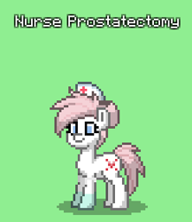 Size: 247x285 | Tagged: safe, oc, oc only, oc:nurse prostatectomy, earth pony, pony, earth pony oc, female, hat, mare, pixel art, pony town, smiling, solo