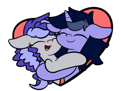 Size: 2560x1920 | Tagged: safe, artist:kimjoman, oc, oc only, oc:cinnabyte, oc:purple flix, adorkable, cute, dork, holiday, hug, ship, simple background, transparent background, valentine, valentine's day