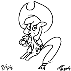 Size: 512x512 | Tagged: safe, artist:ozzyg, applejack, earth pony, pony, alcohol, female, mare, monochrome, solo