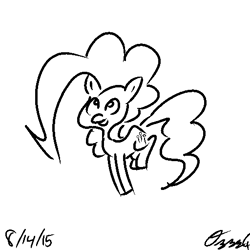 Size: 512x512 | Tagged: safe, artist:ozzyg, pinkie pie, earth pony, pony, female, mare, monochrome, solo