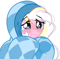 Size: 1951x1906 | Tagged: safe, artist:emberslament, oc, oc only, oc:bay breeze, pegasus, pony, blanket, blushing, crying, cute, female, heart eyes, mare, sad, sadorable, simple background, transparent background, wingding eyes