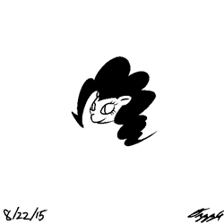 Size: 512x512 | Tagged: safe, artist:ozzyg, pinkie pie, pony, female, head only, mare, monochrome, solo