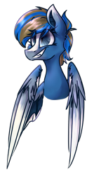 Size: 1301x2424 | Tagged: safe, artist:mcwolfity, oc, oc only, pegasus, pony, bust, cute, female, grin, mare, ocbetes, pegasus oc, simple background, smiling, solo, transparent background, wings
