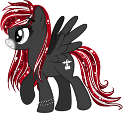 Size: 491x449 | Tagged: safe, artist:kingphantasya, oc, oc:midnight runner, pegasus, pony, bracelet, ethereal mane, jewelry, male, raised hoof, red and black oc, sigil, silver eyes, simple background, solo, starry mane, transparent background, two toned mane, two toned tail