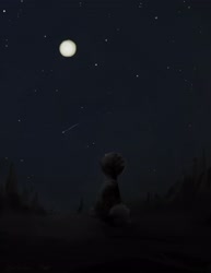 Size: 2550x3300 | Tagged: safe, artist:th3ipodm0n, pony, dark, high res, moon, night, rear view, scenery, sitting, solo, stargazing, stars