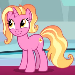 Size: 1000x1000 | Tagged: safe, screencap, luster dawn, pony, unicorn, the last problem, cropped, cute, looking up, lusterbetes, oh you, smiling, solo, upscaled