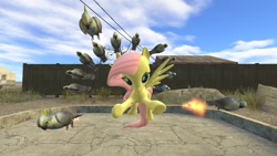 Size: 1280x720 | Tagged: safe, artist:horsesplease, fluttershy, bird, parrot, pegasus, pony, 3d, cockatoo, gmod