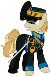 Size: 1280x1942 | Tagged: safe, artist:brony-works, earth pony, pony, clothes, jämtland, male, saber, simple background, solo, stallion, sweden, transparent background, uniform, weapon